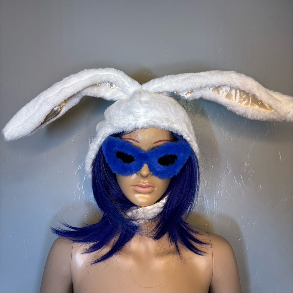 White Bunny Hat with Velcro strap